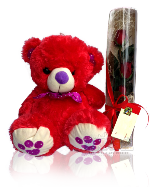 Red Affection (3 Red Roses + Red Teddy Bear)